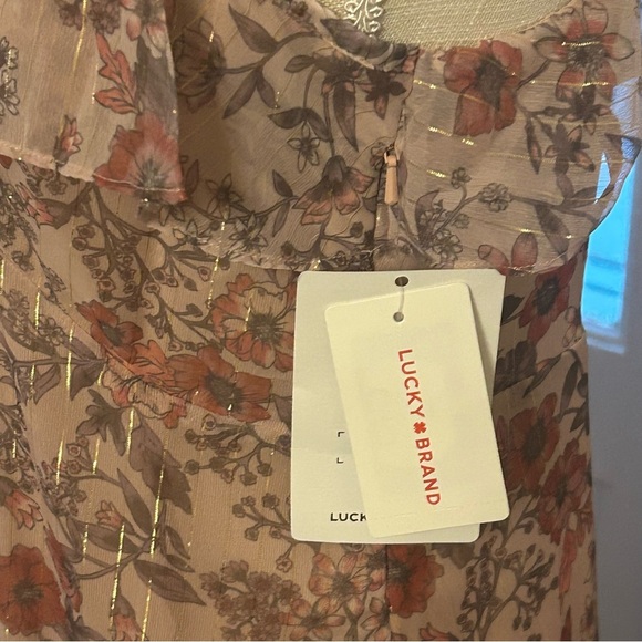 NWT Lucky Ruffled Midi Dress size Small Front Slit adjust. Straps Festival - Picture 8 of 11